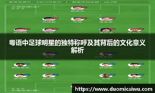 粤语中足球明星的独特称呼及其背后的文化意义解析